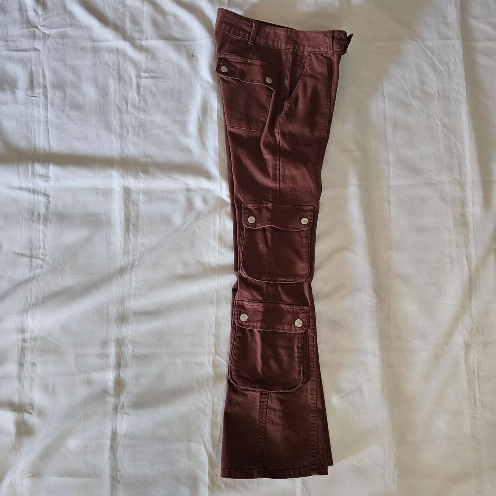Forever 21 Women's Brown Twill Flare Cargo Pants Size Medium NWT - Picture 7 of 16